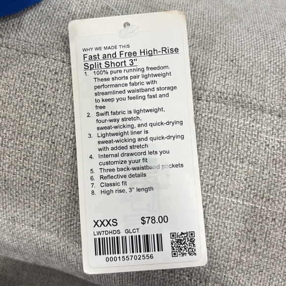 NWT Lululemon Fast & Free High Rise Split Shorts 3" Galactic Cobalt Size XXXS 0 - Picture 4 of 6